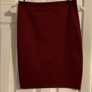 Burgandy bodycon skirt.